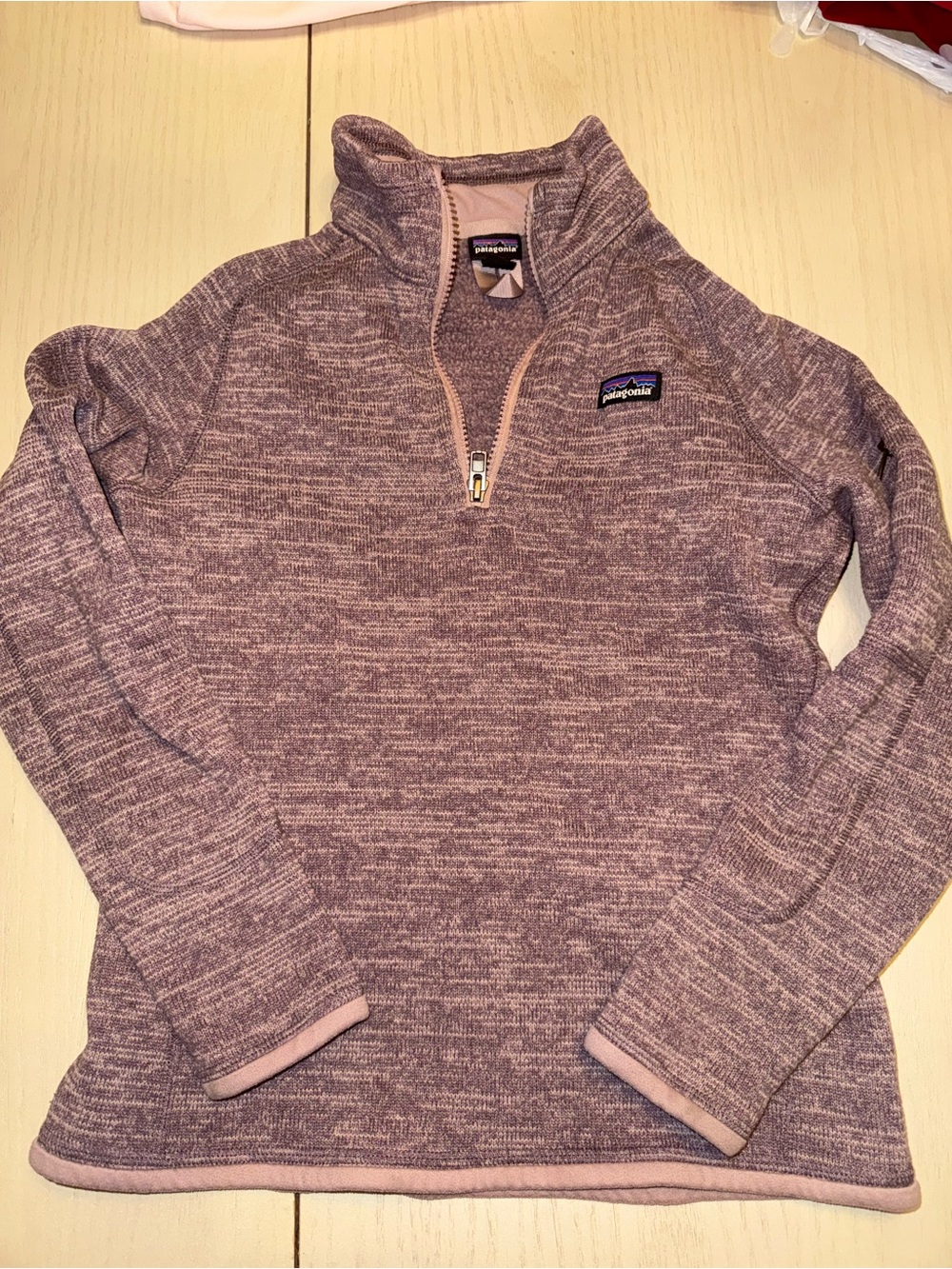 Patagonia girls rose pink 1/4 zip pullover sweater top youth L 12